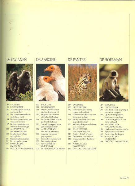 Honders, J .. Zuidermeer en de redactie The Reader's Digest - Boomsavannen .. Uit de serie  Dieren in het wild .. Inhoud : Cobra's - Kangoeroes - Zebra's - Kafferbuffel - Bavianen - Aasgier - Panter - Hoelman.
