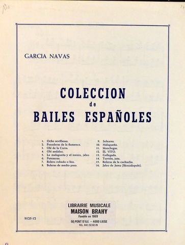 Navas, Garcia: - El vito [para piano] (Colleccion de bailles españoles. No. 12)