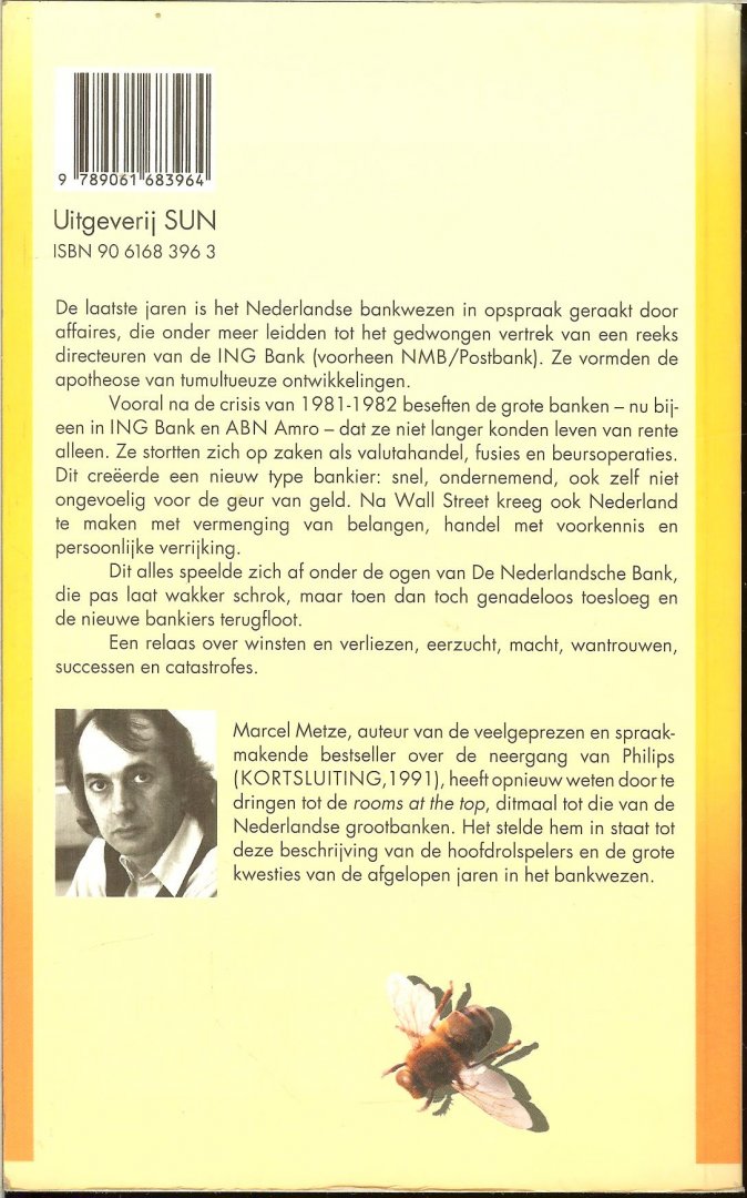 Metze Marcel  Omslagontwerp  Geert Franssen   Foto achterzijde omslag Flip Franssen - Geur van geld   ..   Een opmerkelijk bankafschrift