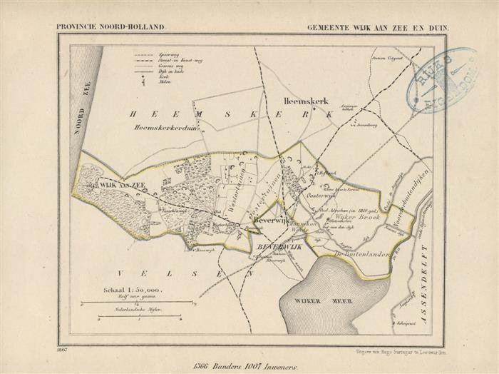 Kuyper Jacob. - Wijk aan Zee en duin.  Map Kuyper Gemeente atlas van Noord Holland