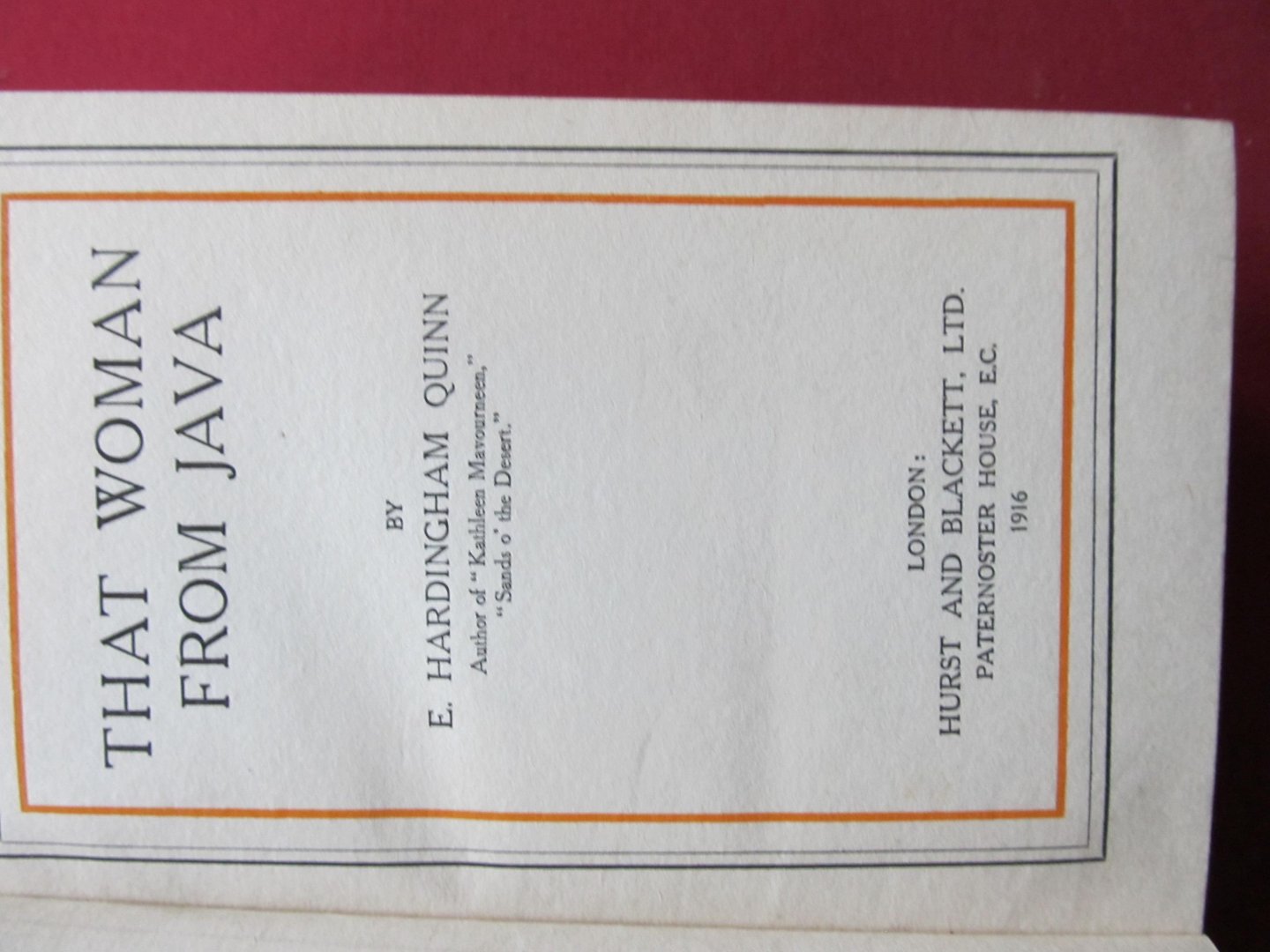 Hardingham Quinn, Ethel - THAT WOMAN FROM JAVA (Omslagtitel: THE WOMAN FROM JAVA)