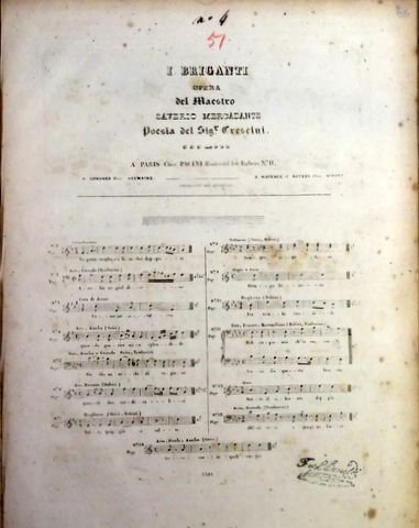 Mercadante, Saverio: - I Briganti. Opera del Maestro Mercadante. Poesia del Sigr. Crescini. No. 4: Aria Amelia (Grisi)