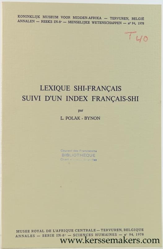 Polak - Bynon, L. - Lexique Shi-Français suivi d'un index Français-Shi.