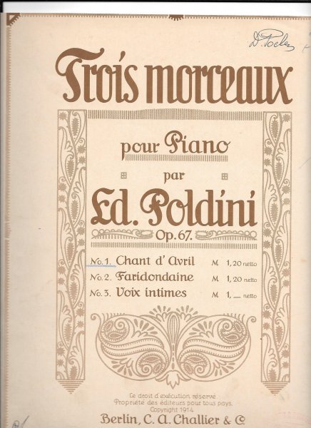 Poldini, Ed - Trois Morceaux pour piano  opus 67