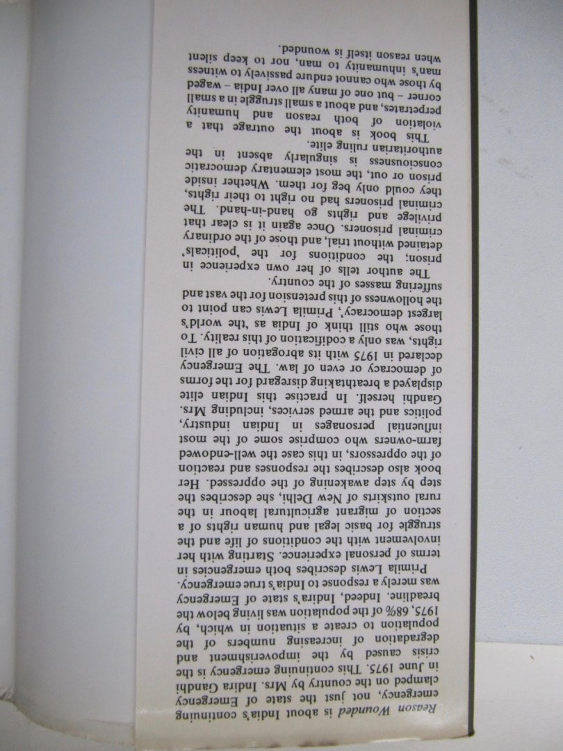Primila Lewis - Reason Wounded - An experience of India's Emergency