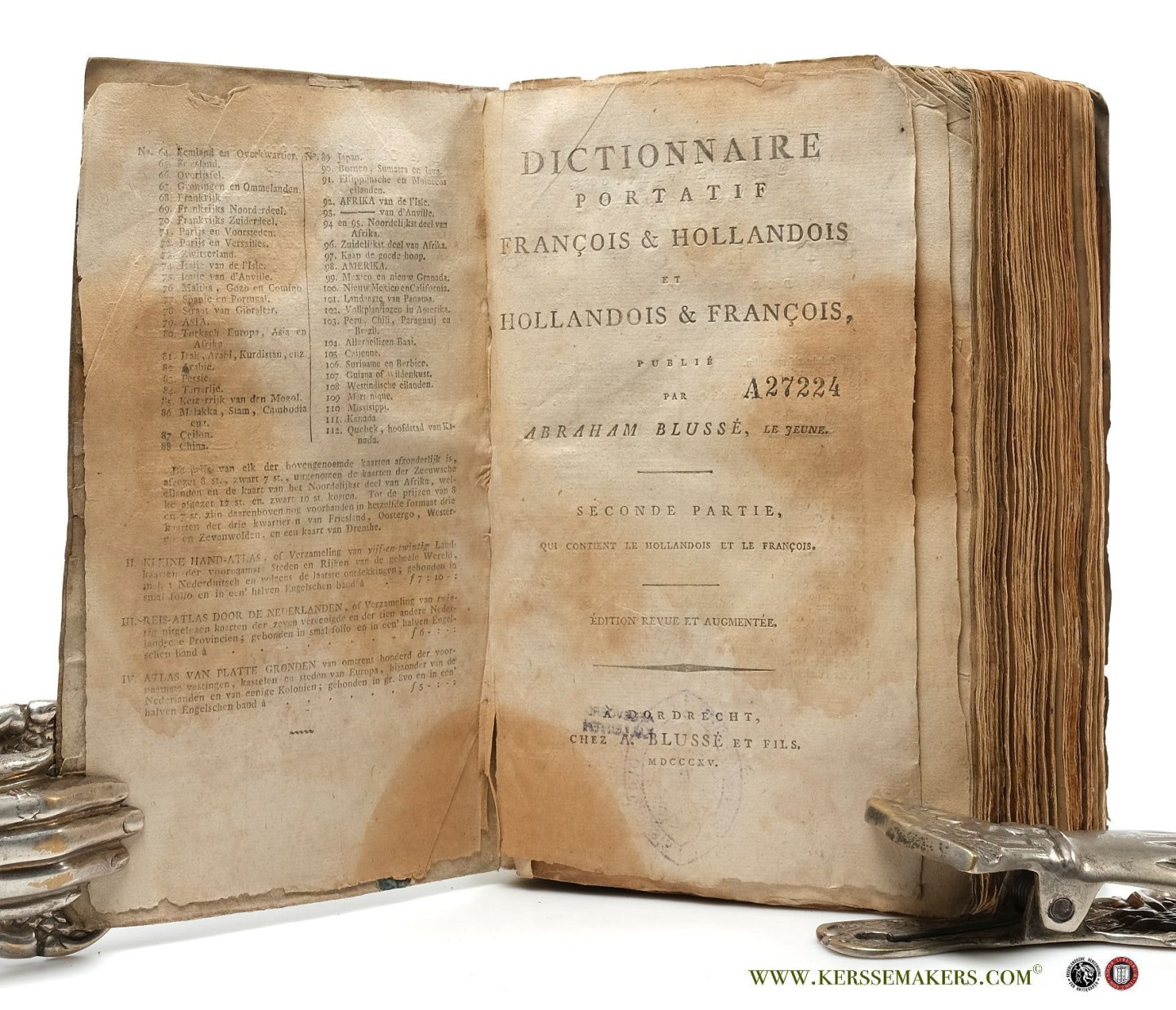 Blussé, Abraham. - Dictionnaire portatif François & Hollandois et Hollandois & François, publié par Abraham Blussé, le jeune. Seconde partie, qui contient le Hollandois et le François. Édition revue et augmentée.