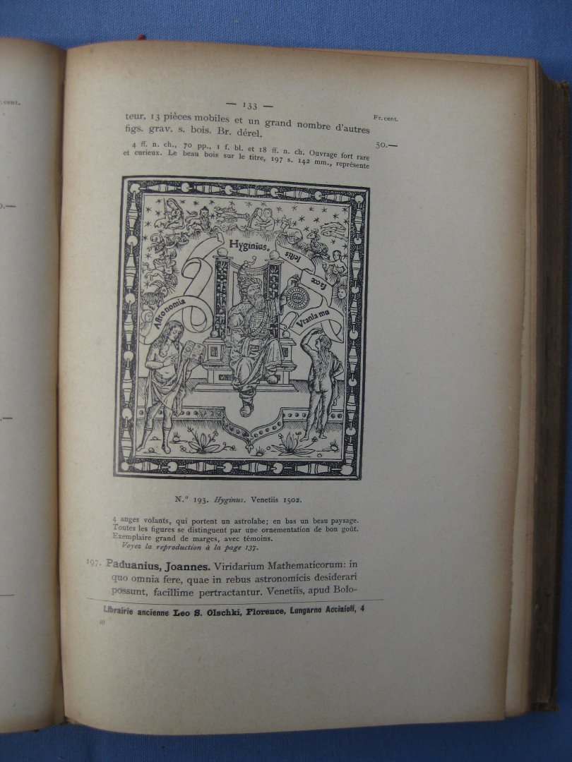 Olschki, Leo S. - Catalogue L. Riche et précieuse collection de Livres à Figures des XVe et XVIe  siècles soigneusement décrits et mis en vente par -
