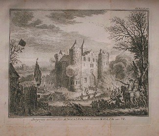antique print (prent) - (Willem de zesde) Belegering van het slot Hagestein door Graave Willem den VI.