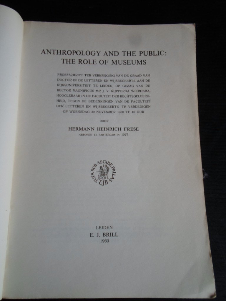 Frese, H.H. - Anthropology and the public, The role of museums, Proefschrift