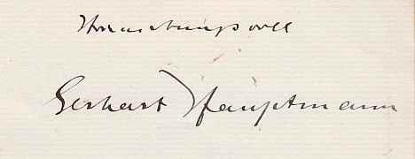 HAUPTMANN, Gerhart - Eigenhändiger Brief mit Unterschrift.