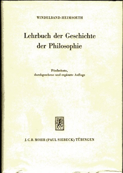 Windelband, Wilhelm - Lehrbuch der Geschichte der Philosophie