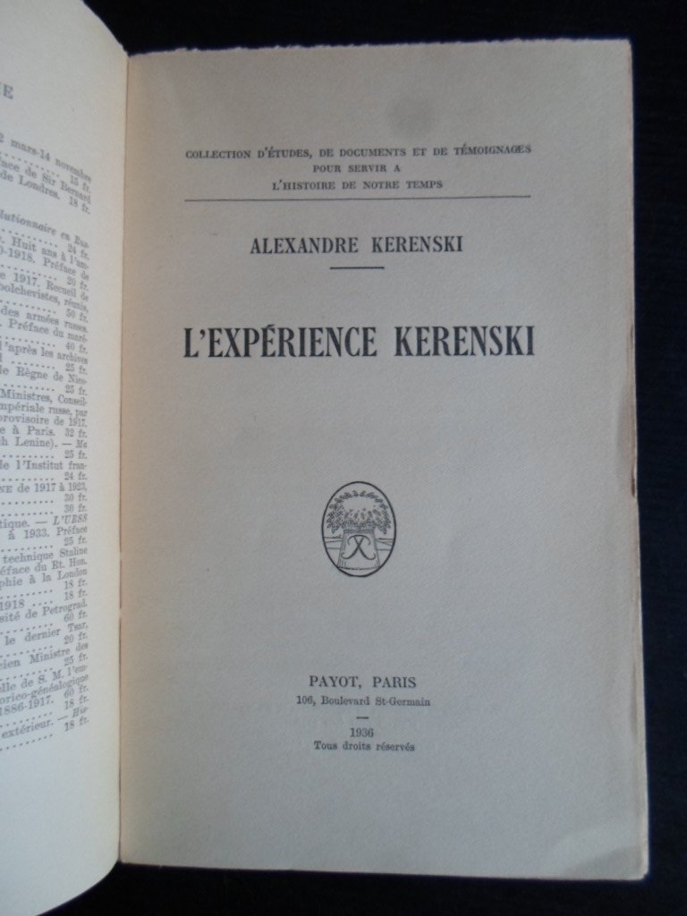 Kerenski, Alexandre - L’Expérience Kerenski