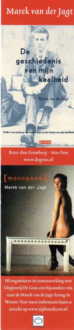 Jagt, Marek van der / Haasnoot, Robert - boekenlegger: De geschiedenis van mijn kaalheid / [monogaam] / Steenkind