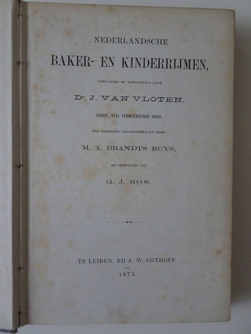 Vloten, J. van - Nederlandsche Baker- en Kinderrijmen.