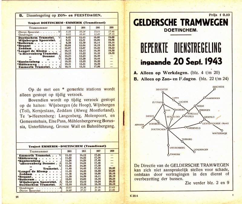  - Geldersche Tramwegen dienstregeling 15 juni 1943