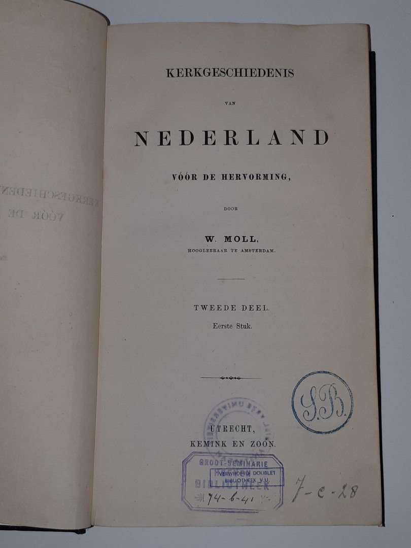 Moll, W. - SET 5 boeken: Kerkgeschiedenis van Nederland vóór de Hervorming (DEEL 2 + registers)