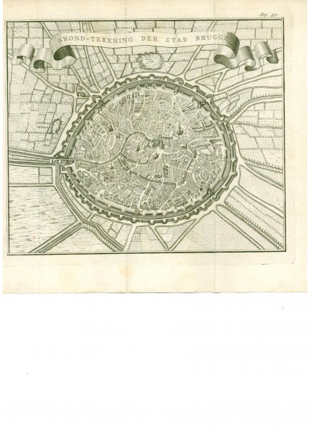 Tirion - Grond-Tekening der stad Brugge, originele kopergravure