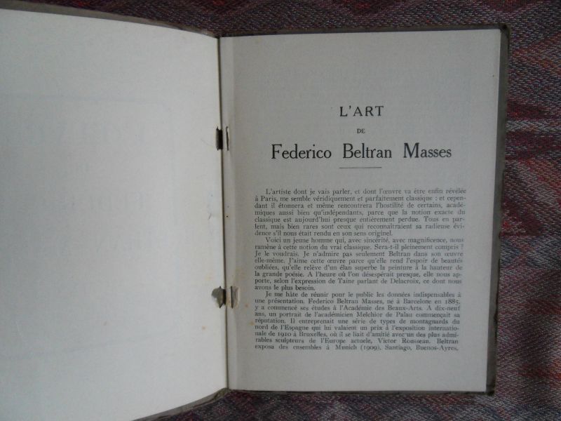 Mauclair, Camille & Vauxcelles, Louis (inleiding). - L`Oeuvre de Federico Beltran-Masses.