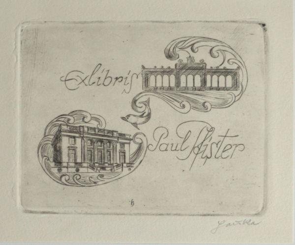 Hauke, Hans. - Exlibris voor Paul Flister.