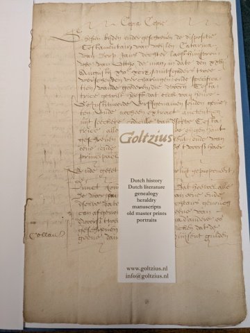 EXALTO, E., - Copia, copie. Ghesien bij den ondergeschreven de dispositie testamentair van wijlen Catharina van Dorp Jansdochter (...)