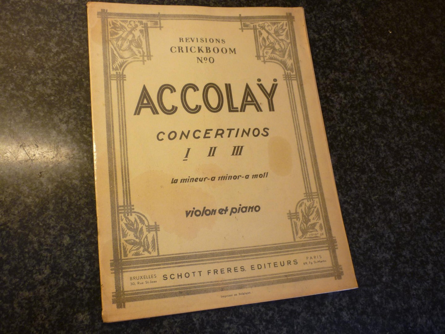 Accolay; Jean-Baptiste - Concertino Nr. 1 la mineur - a minor - a moll; voor: Viool, piano