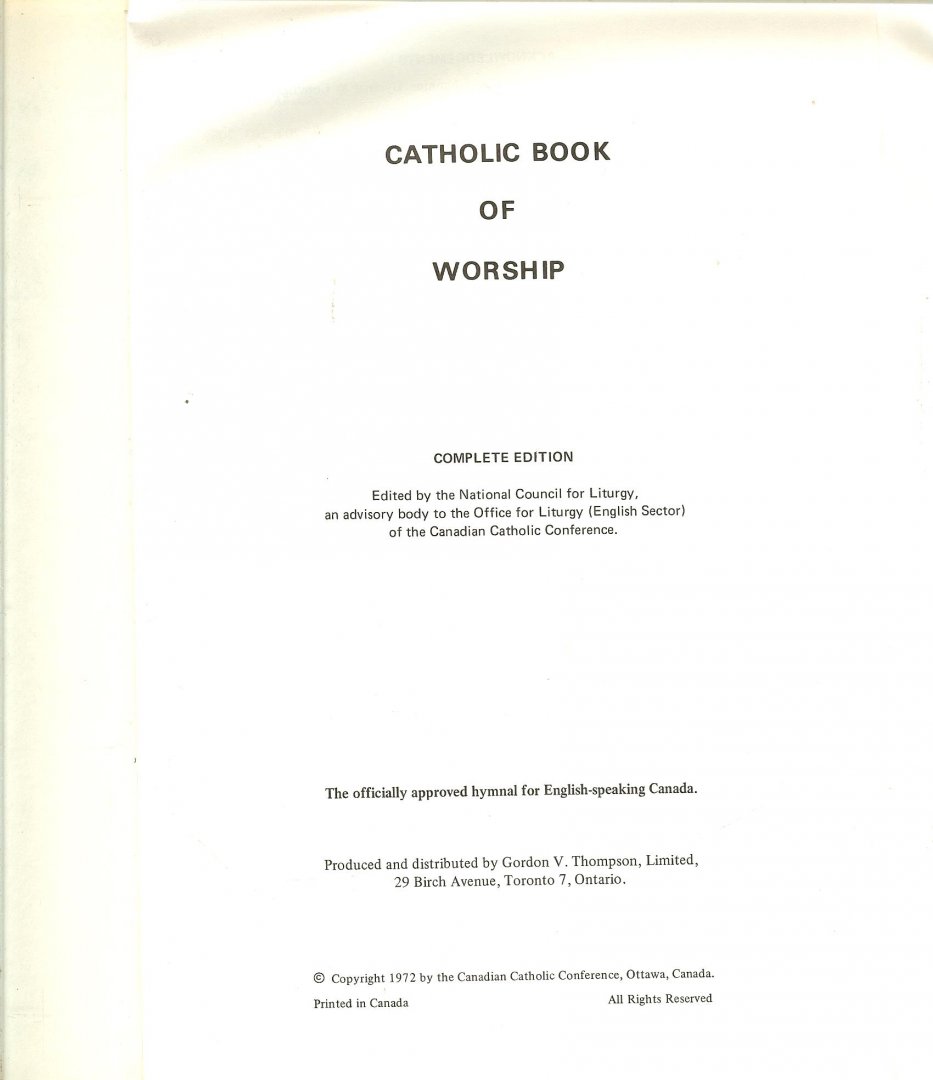 Thompson Gordon V - Catholic Book of Worship