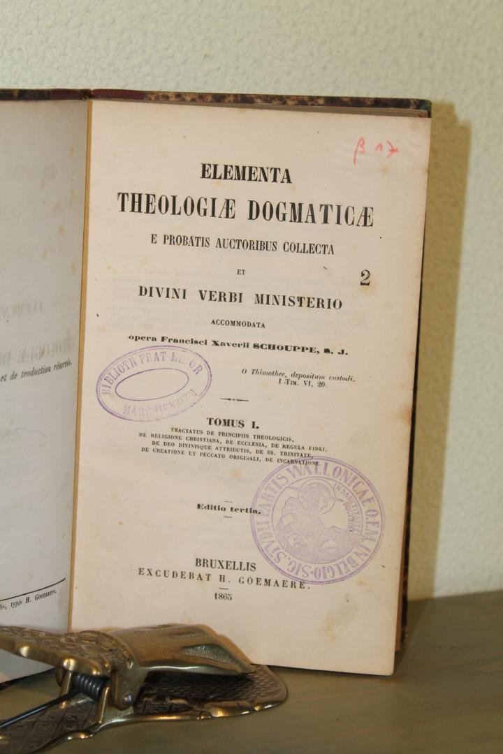 SCHOUPPE, Francisci Xaverii - Elementa Theologiae Dogmaticae e probatis auctoribus collecta et Divini Verbi Ministerio. Tomus I - II