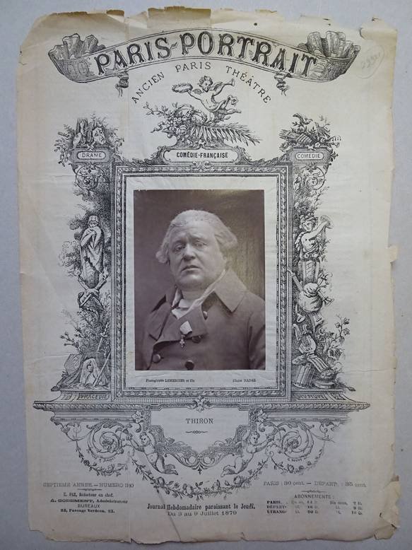 Paz, E. (ed.). - Paris-Portrait, ancien Paris théatre. Journal  hebdomadaire, du 3 au 9 juillet 1879.