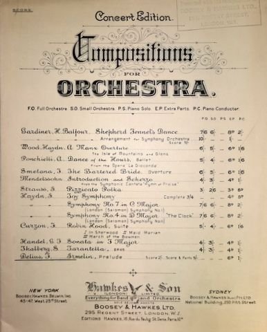 Delius, F.: - Irmelin. Prelude (Concert Edition. Compossitions for Orchestra)