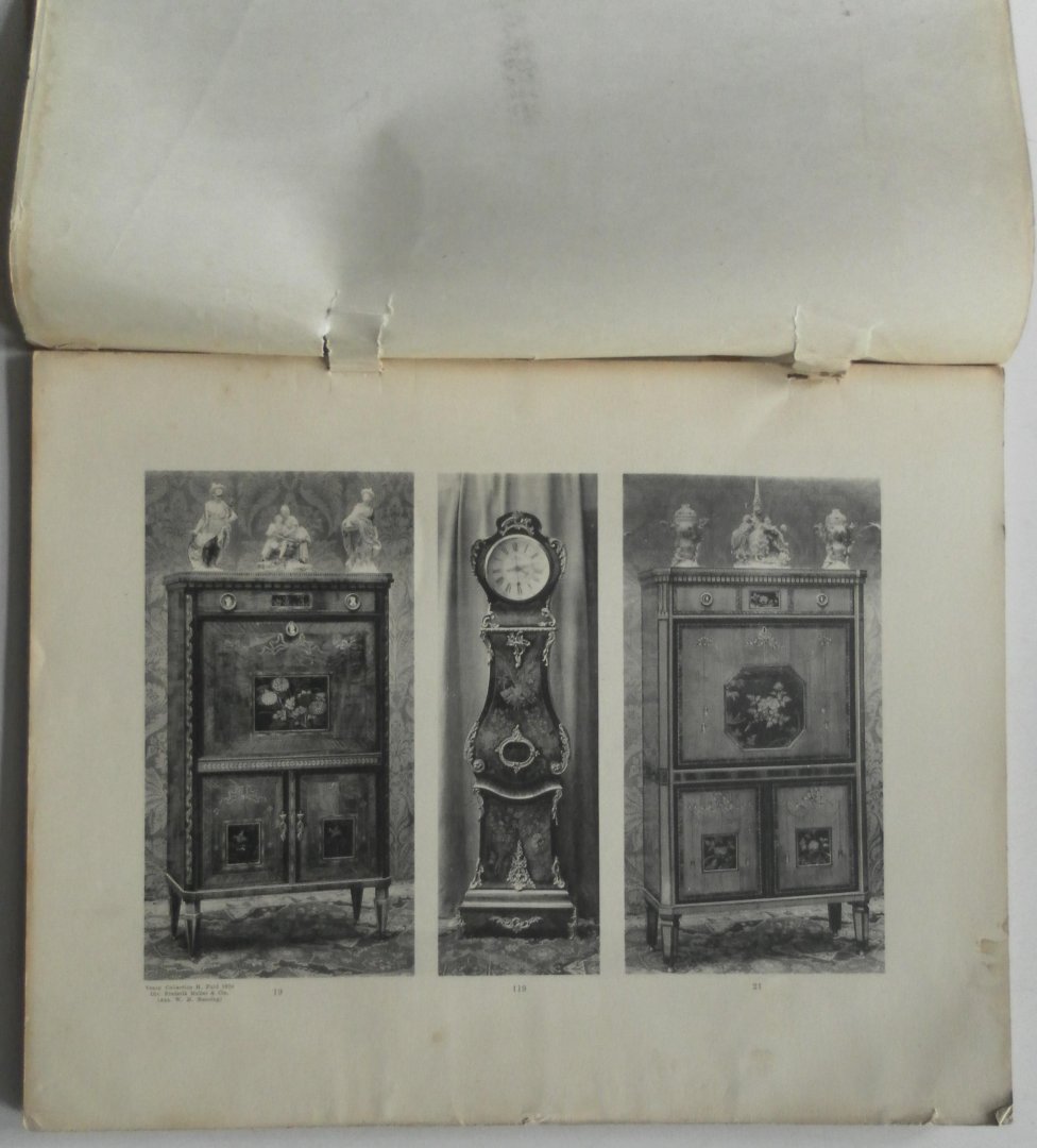 Muller & Cie Frederik (ant W M Mensing) - Catalogus van kasten klokken porselein Vente Collection  H Fuld 1920 alleen illustraties los bladig 13 platen met aan een kant een illustratie