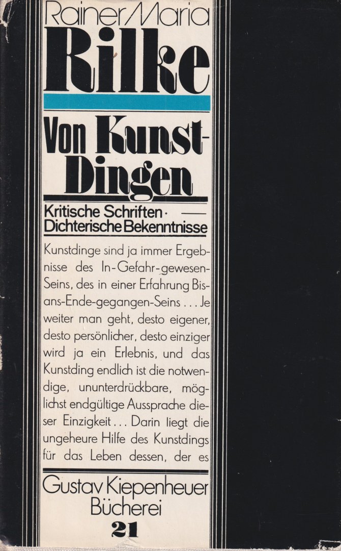 Rilke, Rainer Maria - Von Kunst-Dingen: Kritische Schriften, dichterische Bekenntnisse