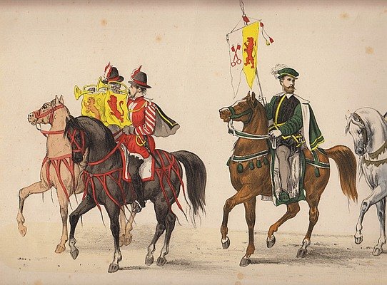 STUDENTENMASKERADE LEIDEN 1875 - Maskerade gehouden door de leden van het Leidsche Studenten-Corps den 15den Juni 1875, ter viering van den 300sten verjaardag der Leidsche Hoogeschool, voorstellende de Leidsche Hoogeschool, afgebeeld in de beroemdste en merkwaardigste mannen,...