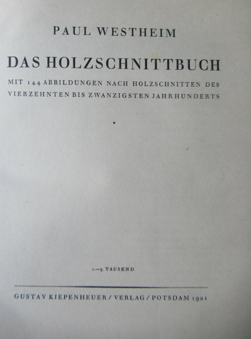Westheim, Paul - Das Holzschnittbuch