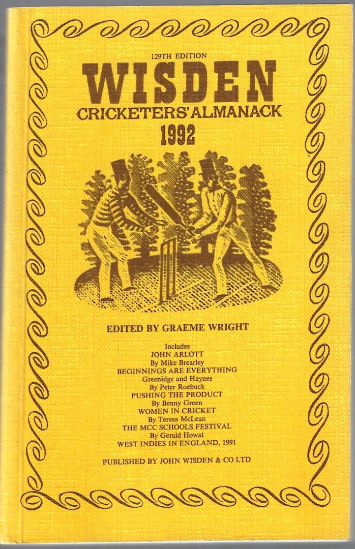 Wright, Graeme - Wisden Cricketers' Almanack 1992 -129th edition