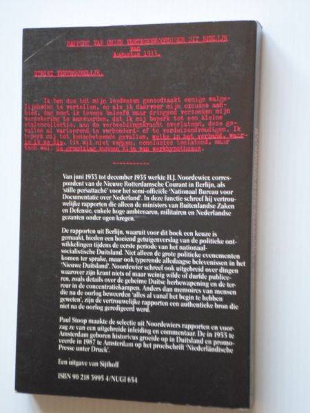 Stoop, Paul - De geheime rapporten van H.J.Noordewier, Berlijn 1933-1935