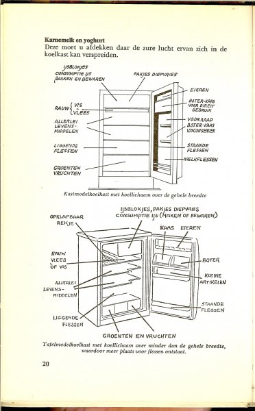 Halverhout, Heleen A.M .. Omslag : Rein van Looy en Illustraties Jan Bouman - Het koelkastboekje .. Wenken en recepten.