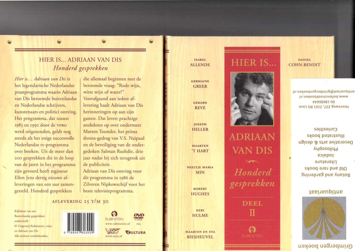 Dis, Adriaan van - Hier is .....  Adriaan van Dis - set van 4 cassettes met 8 dvd's en bijbehorend boek + boekje Zoen