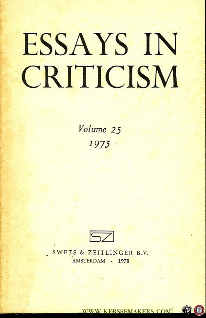 AA - Essays in Criticism. A Quarterly Journal of Literary Criticism. Volume 25, 1975