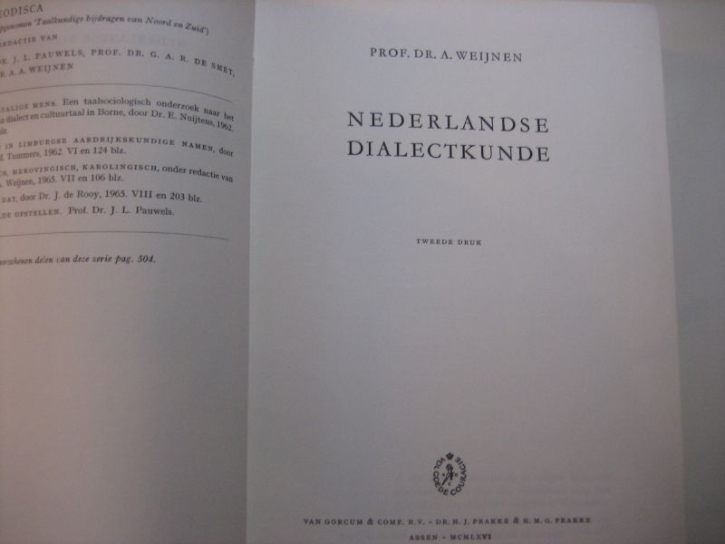 prof. dr. a.weijnen - nederlandse dialectkunde