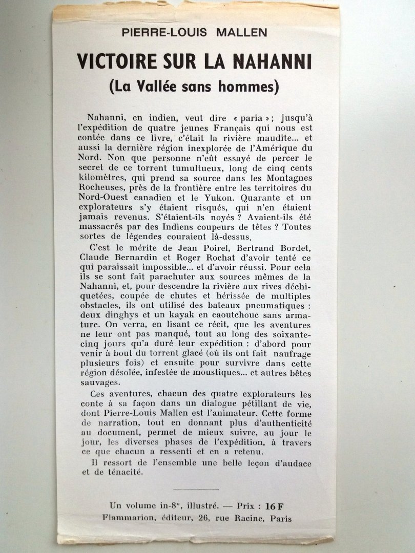 Mallen, Pierre-Louis - Victoire sur la nahanni (La vallée sans hommes) (FRANSTALIG)