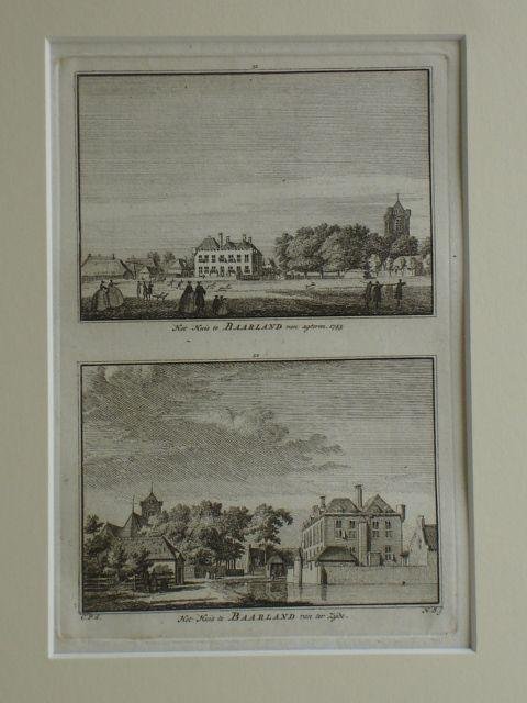 Baarland. - Het Huis te Baarland van agteren 1745. - Het Huis te Baarland van ter Zyde.