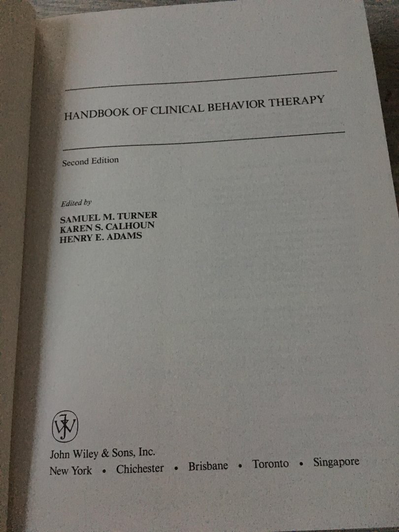 Turner, Samuel M. - Handbook of Clinical Behavior Therapy