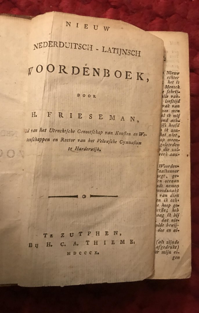 Frieseman, H. - Nieuw Nederduitsch-Latijnsch Woordenboek