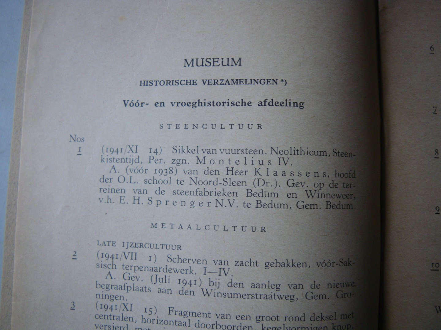 n n - staat van aanwinsten van het museum van oudheden voor de provincie en stad Groningen