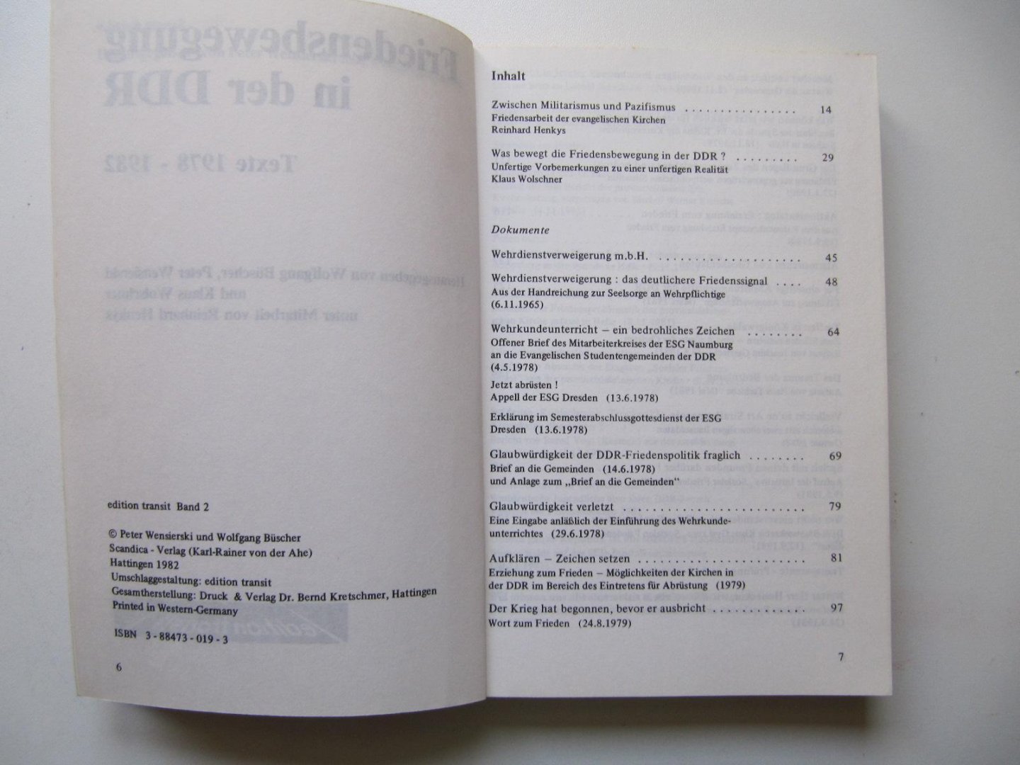 Peter Wensierski und Wolfgang Büscher - Friedensbewegung in der DDR