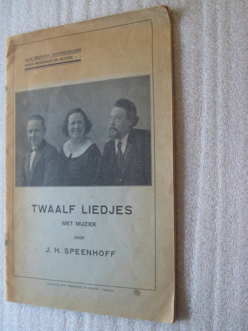 Speenhof, J.H. - Twaalf liedjes met muziek