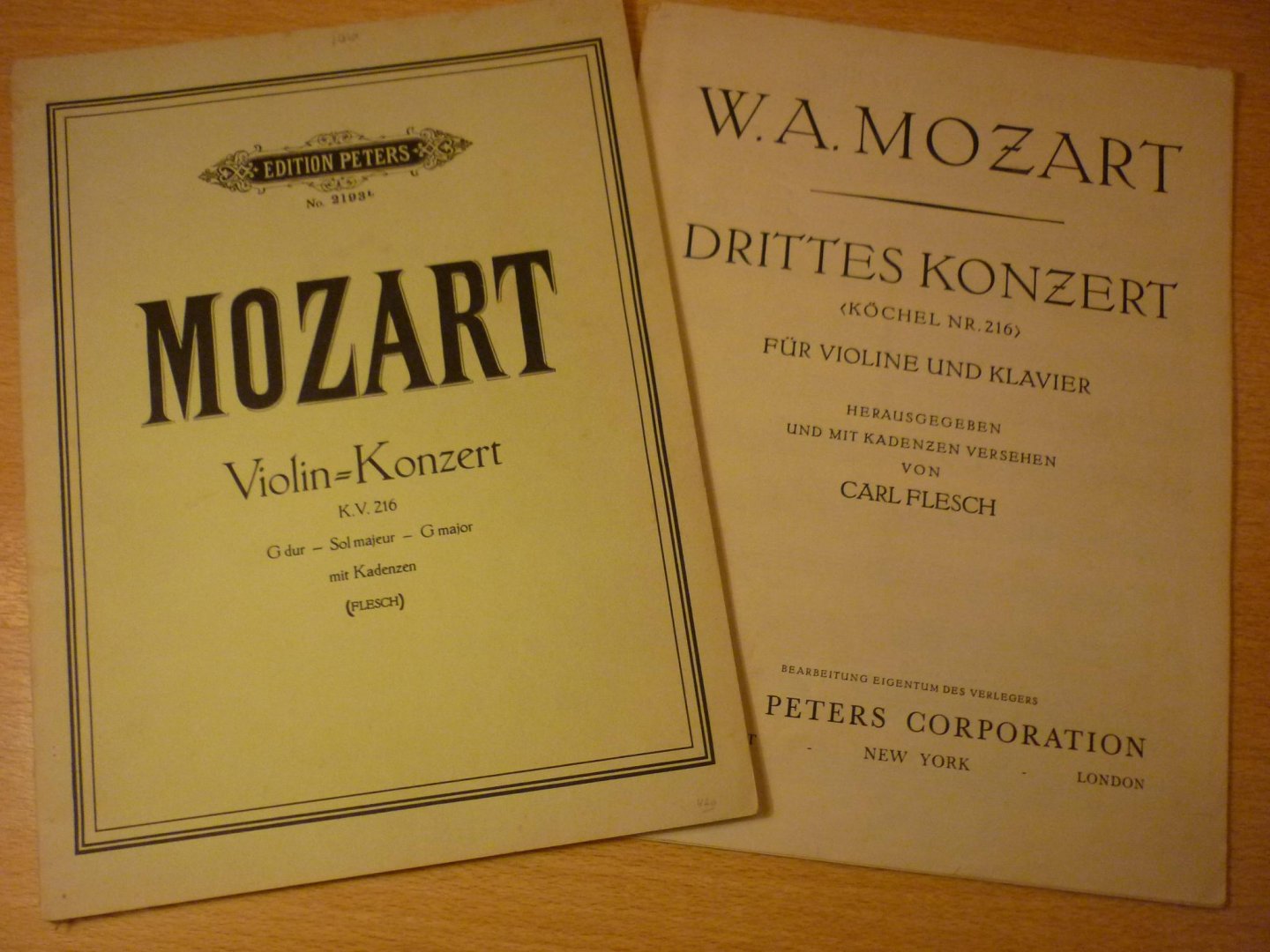 Mozart. W.A. (1756 – 1791) - Konzert G-Dur KV 216; für Violine und Orchester  Ausgabe für Violine und Klavier Herausgegeben und mit kadenzen versehen von Carl Flesch)