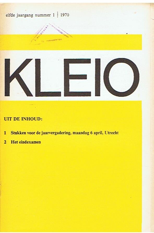 Redactie - Kleio - 11e  jaargang 1970 nr. 1 t/m 3 en 5 t/m 10
