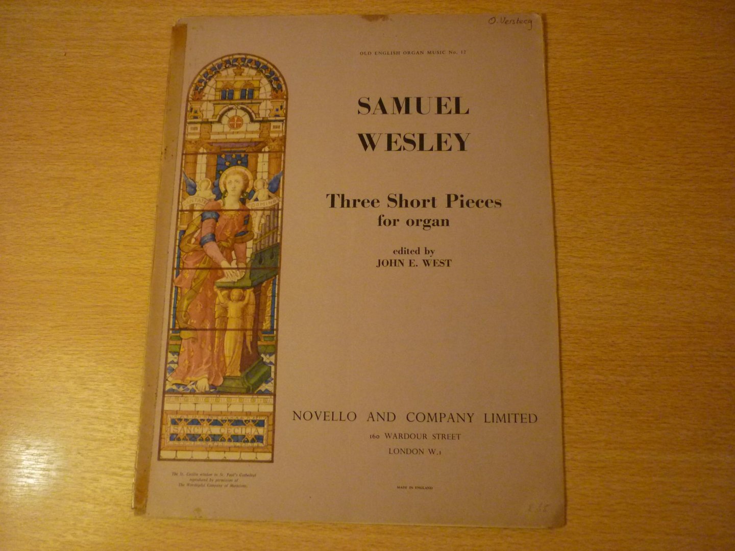 Wesley; Samuel - Three Short Pieces for Organ; Edited by John E. West