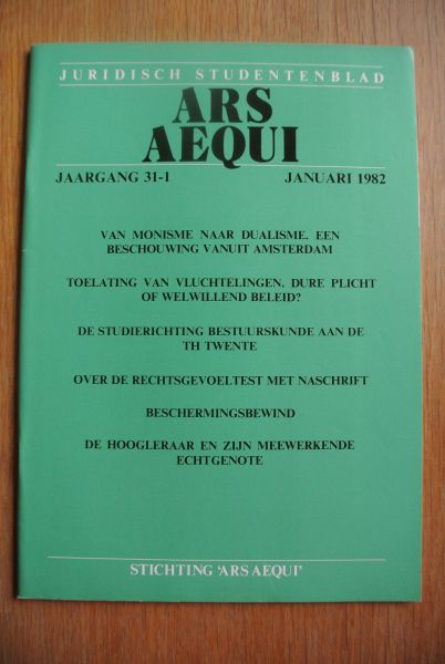 Redactie Ars Aequi - ARS AEQUI XXXI, (1982), Juridisch studentenblad